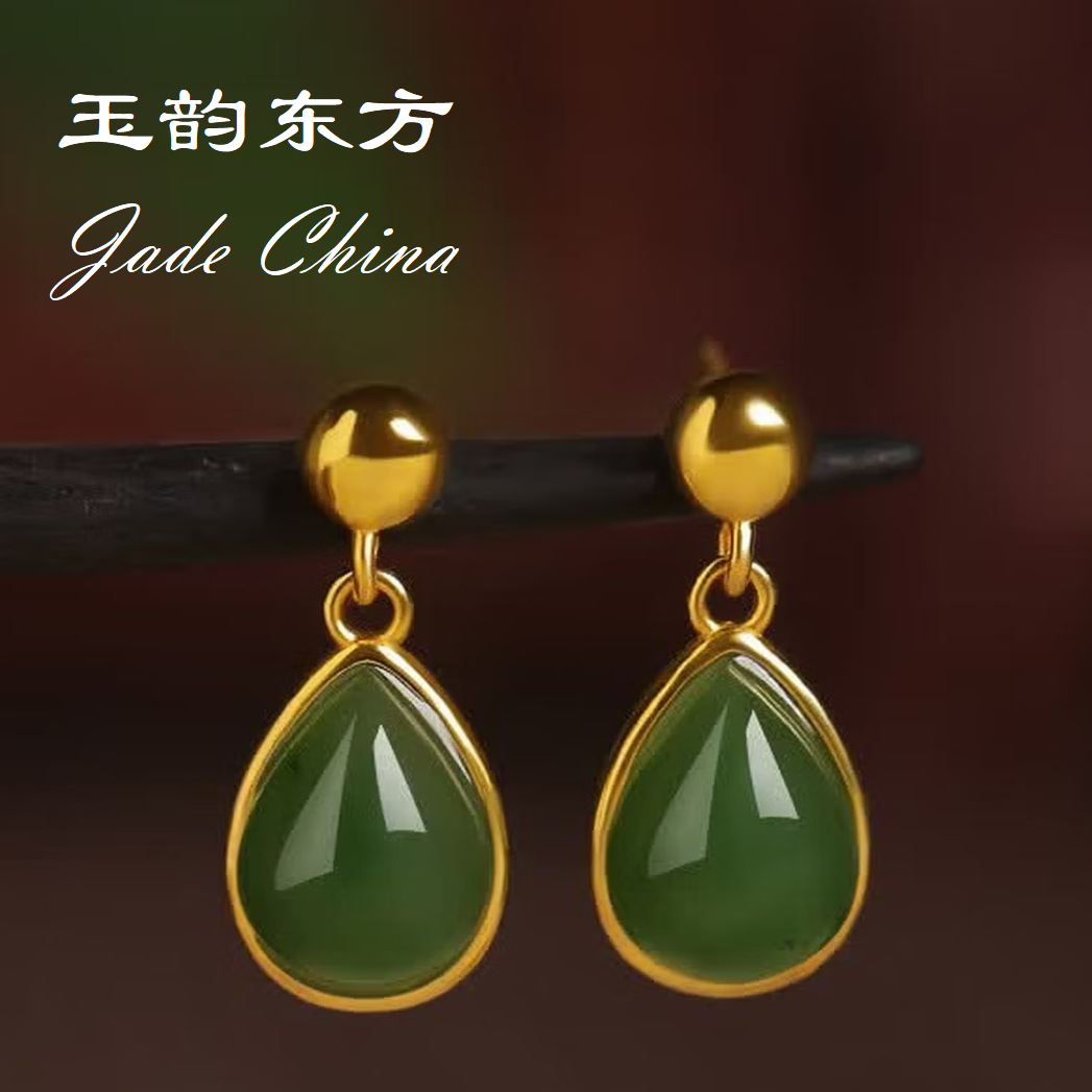 天然高端碧玉耳坠